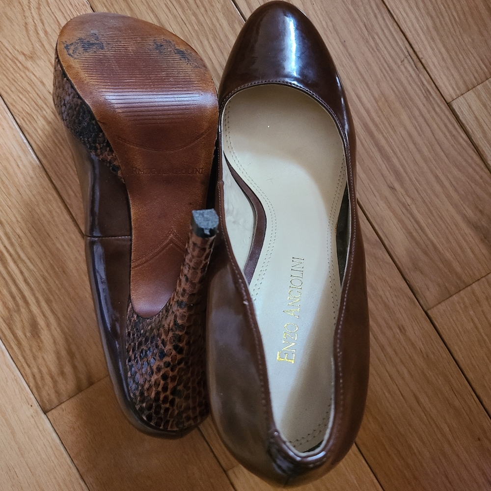 Enzo Angiolini Brown/Python Pumps Size 9 - image 5